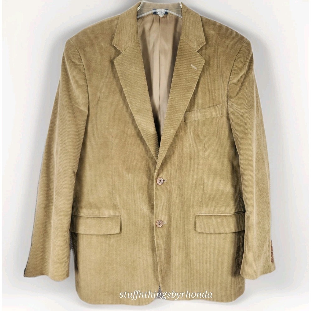 MEETING STREET Mens 44 Reg‎ Tan Corduroy 2 Button Sport Coat Blazer Jacket